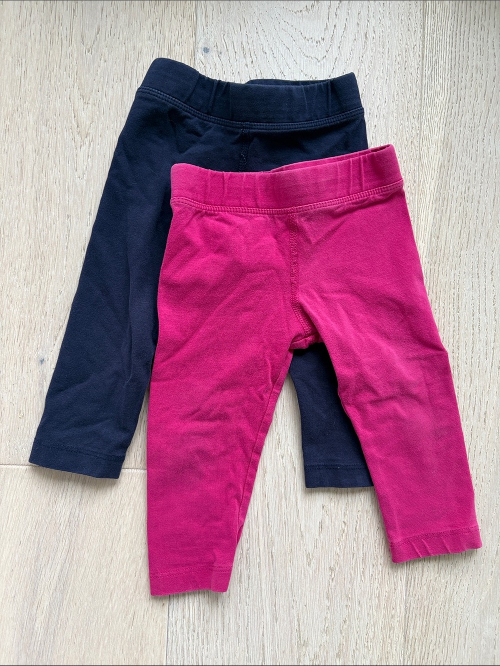 Primary Girls Cotton Leggings in Fuchsia and Black - Pack of 2